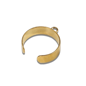 Detailed view of a gold-plated C-shaped stainless steel ring with a small loop hook
