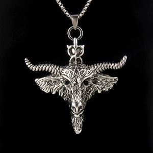 Gothic Baphomet Goat Head Pendant Necklace With Pentagram Alloy Stainless Steel Chain Retro Hip Hop Jewelry Men Women