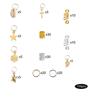 Lot de 150 bijoux de dreadlocks avec coquillages étoiles et anneaux pour tresses