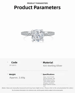 Macro detail of S925 silver ring featuring a 2ct radiant cushion cut cubic zirconia