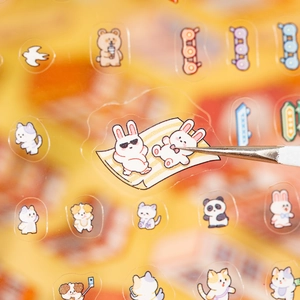 3D miniature city landscape stickers featuring cute cartoon animals for scrapbooking