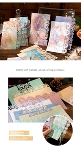 Close-up of vintage hollow lace paper material with colorful dyeing for journaling decor
