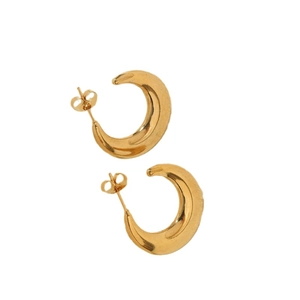 Minimalist geometric 14K gold-plated titanium steel hoop earrings on white background
