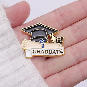Graduation Enamel Brooch Pin Bachelor Hat Diploma Scroll Alloy Metal Memorial Gift For Students Scholars