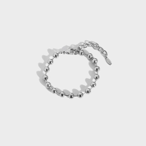 Details von 6mm Edelstahl-Perlenarmband mit Karabinerverschluss und Verlängerungskette