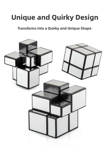 Macro detail of 3x3 silver mirror cube with brushed metallic texture and irregular shapes