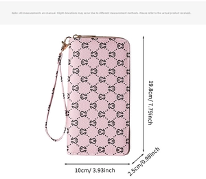 Guide des tailles du portefeuille rose à monogramme : 19,8cm x 10cm x 2,5cm