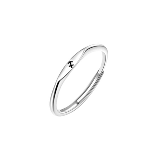 Minimalist S925 sterling silver open ring featuring an engraved Sagittarius zodiac symbol