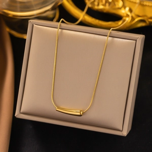 Minimalist Curved Tube Pendant Necklace Titanium Steel Snake Chain Aesthetic Jewelry For Women