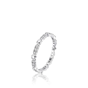 Minimalist s925 silver heart ring with micro-pave cubic zirconia on a white background