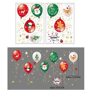 Detailed view of Christmas window decals with Santa, reindeer and size specifications