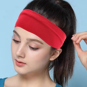 Elastic bright red sports headband for fitness and yoga, breathable knit hair accessory