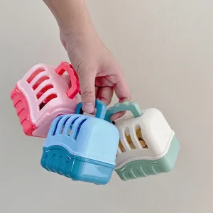 Three-pack colorful toy pet carriers with handles for girls' pretend play gift set