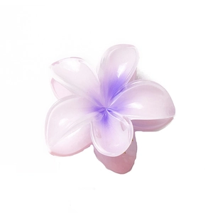 8cm purple gradient plumeria hair claw clip with glossy resin flower design for women