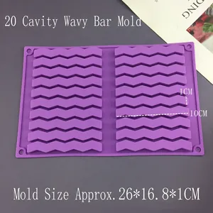 20-cavity purple wave strip silicone baking mold for fondant and chocolate bars