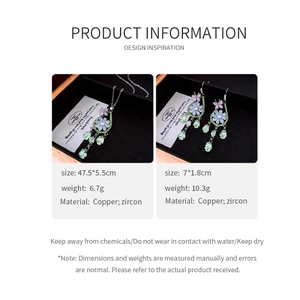 Spécifications détaillées du parure bijoux collier et boucles d'oreilles fleur zircon