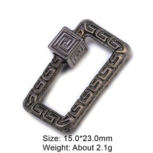 Rectangle gun black fret pattern metal pendant for DIY accessories 15x23mm 2.1g