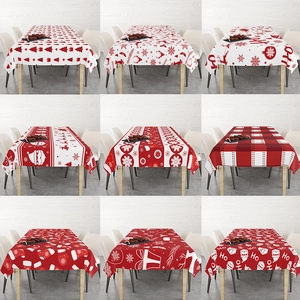 Christmas Tablecloth Waterproof Cotton Linen Digital Printed Nordic Festive Holiday Dining Decor Dustproof Table Cover