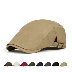 Casquette Plate Rétro En Coton Style Britannique Vintage Béret Avec Boucle Métallique Réglable Pour Hommes Femmes