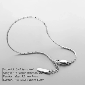 Bracelet chaîne en acier inoxydable avec pendentif rectangulaire et fermoir homard