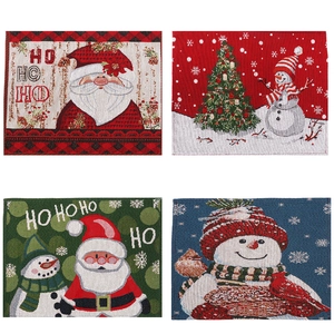 Lot de 4 sets de table de Noël avec Père Noël, bonhomme de neige et motifs tricotés