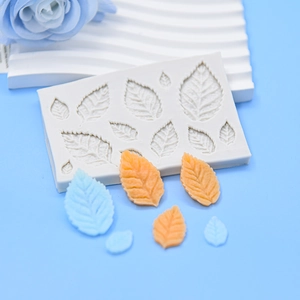 Silicone mold with various leaf patterns for fondant cake decoration and crafting