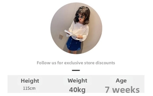 Kids fashion chest bag size guide showing 115cm height model with stylish crossbody bag