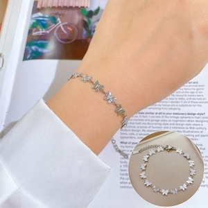 Minimalist butterfly link bracelet in stainless steel with adjustable lobster clasp chain