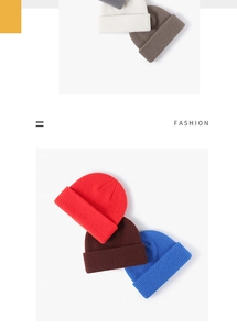 Detailed close-up of ribbed knit texture and folded cuff on assorted color beanies