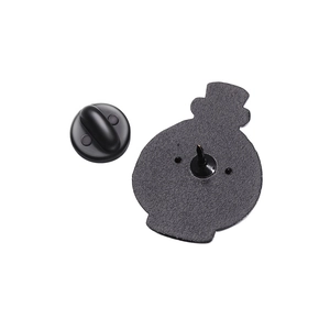 Detailed back view of axolotl enamel pin with secure black rubber clutch and metal pin back