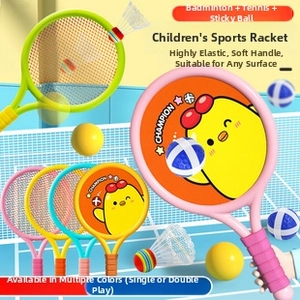 Kids' cartoon sports racket set with shuttlecock and soft handle for solo or double play