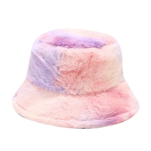 Bob en peluche tie-dye en fausse fourrure épaisse et chaude avec dégradé violet rose