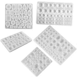5-delige siliconen malset voor DIY hars sieraden met diverse geometrische diamantvormen