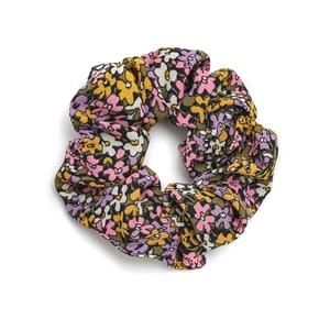 Chic floral fabric scrunchie with colorful rose pattern and high elasticity design