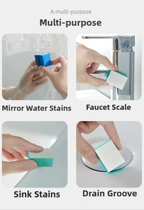 Multi-purpose sponge cleaner for bathroom mirrors and faucets removing limescale stains