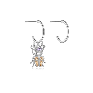 Boucles d'oreilles créatives S925 en forme d'insecte avec breloques scarabée