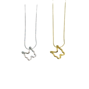 Classic hollow butterfly pendant necklace in gold and silver stainless steel finishes
