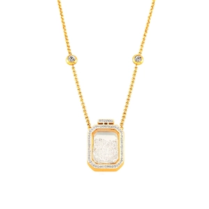 Gold stainless steel necklace with perfume bottle pendant and crystal rhinestones