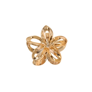 Golden hollow frangipani metal hair claw clip with glossy finish for women's hairstyle