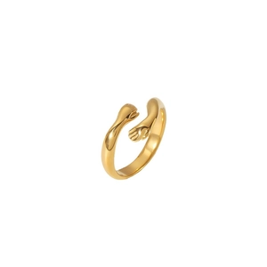 Bague câlin en acier inoxydable plaqué or 18 carats au design ouvert et ajustable