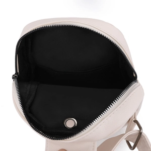 Beige retro PU leather crossbody bag with spacious interior and zipper closure