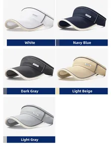 Detailed view showing five colors of breathable mesh sun visors for outdoor sports