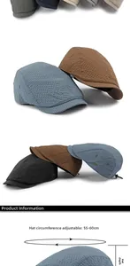 Detailed grid layout of breathable waffle texture ivy caps with adjustable strap details