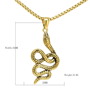 Cobra Snake Pendant Necklace Stainless Steel Winding Snake Scale Texture Punk Gothic Hip Hop Jewelry Unisex