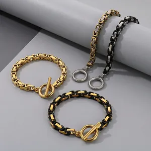 Bracelet Chaîne Byzantine Pour Homme En Acier Inoxydable Fermoir À Bascule Style Industriel Hip Hop Bijoux Mode