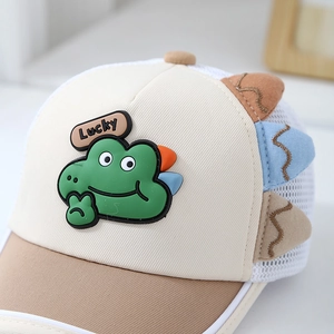 Baby Sommer Mesh Baseballkappe mit Cartoon-Dinosaurier-Patch und atmungsaktivem Stoff