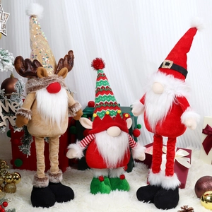 Three plush Christmas gnomes with retractable legs for festive home and window decoration