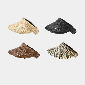 Women's straw sun visors in four colors: beige, black, brown and mixed weave texture
