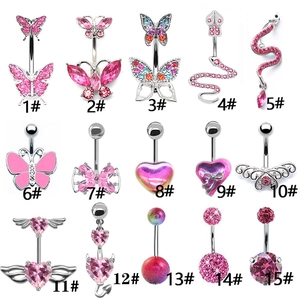Belly Button Ring Zircon Butterfly Snake Heart Dangle Body Piercing Jewelry For Women Non Piercing Clip On Fashion Sexy