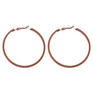 Retro geometric round hoop earrings crafted from brown leather with silver needle posts
